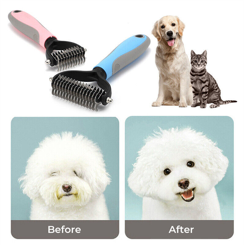 Dual-Sided Pet Grooming Brush – Deshedding & Dematting Tool for Dogs and